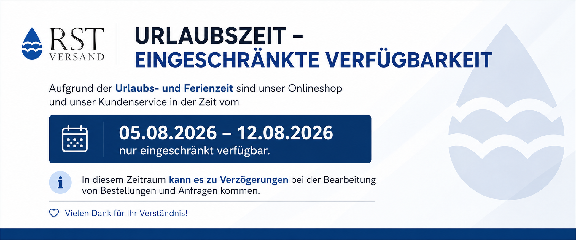Eingeschränkte Verfügbarkeit Urlaubszeit