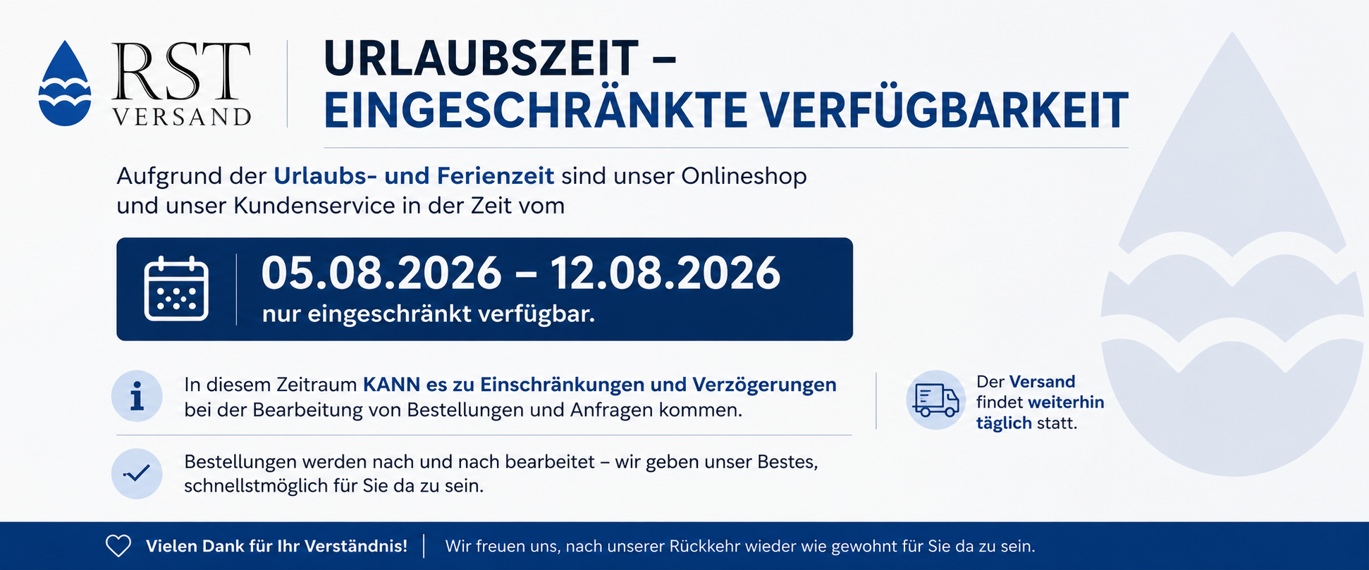 Eingeschränkte Verfügbarkeit Urlaubszeit