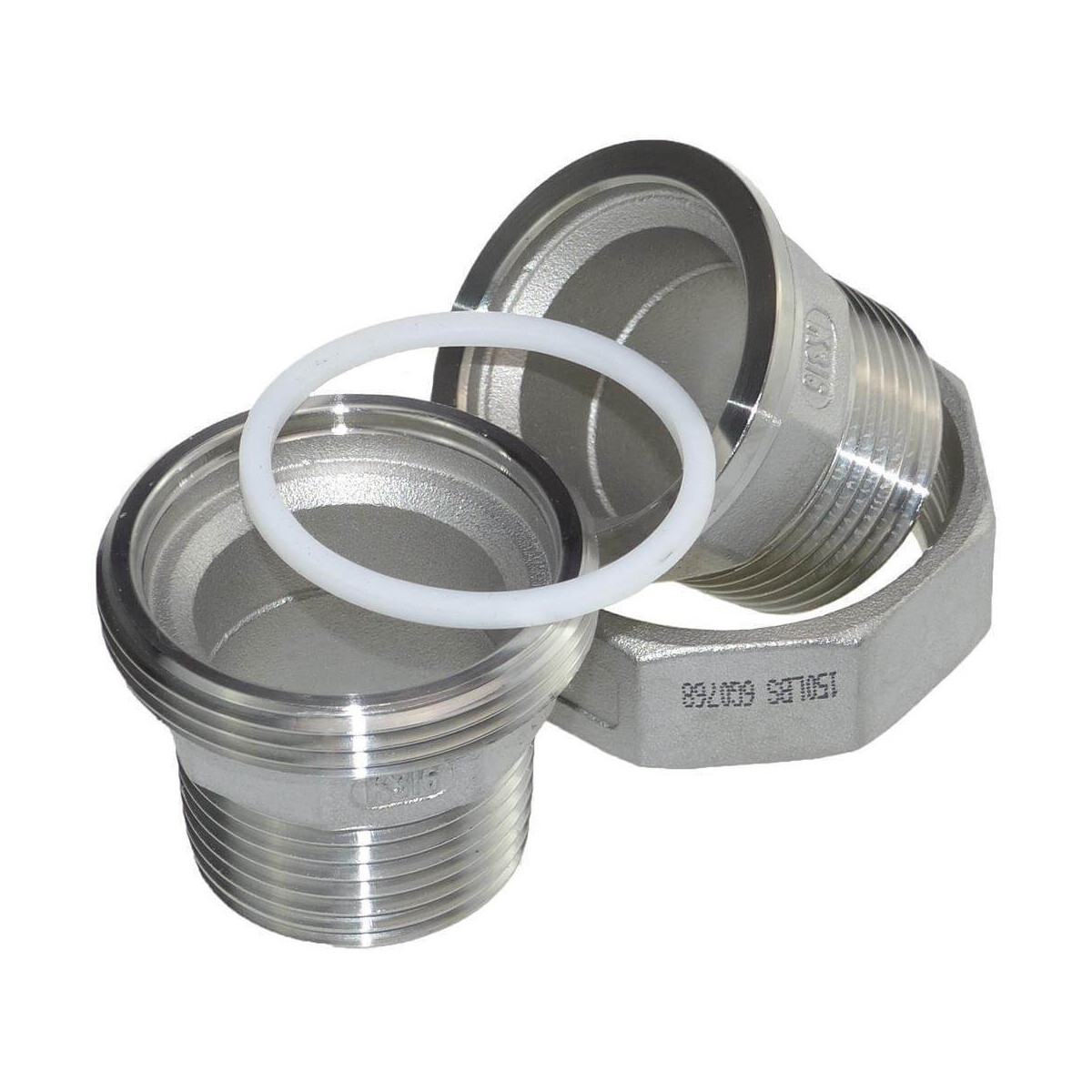 Edelstahl Verschraubung Aussengewinde 1 Zoll flach dichtend