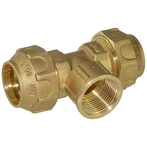 Produktbild von Pipetec Schraubfitting-T-Stück Mit Innengewinde – 20x2-1/2 Und 20x2 Für Verbundrohr, DVGW