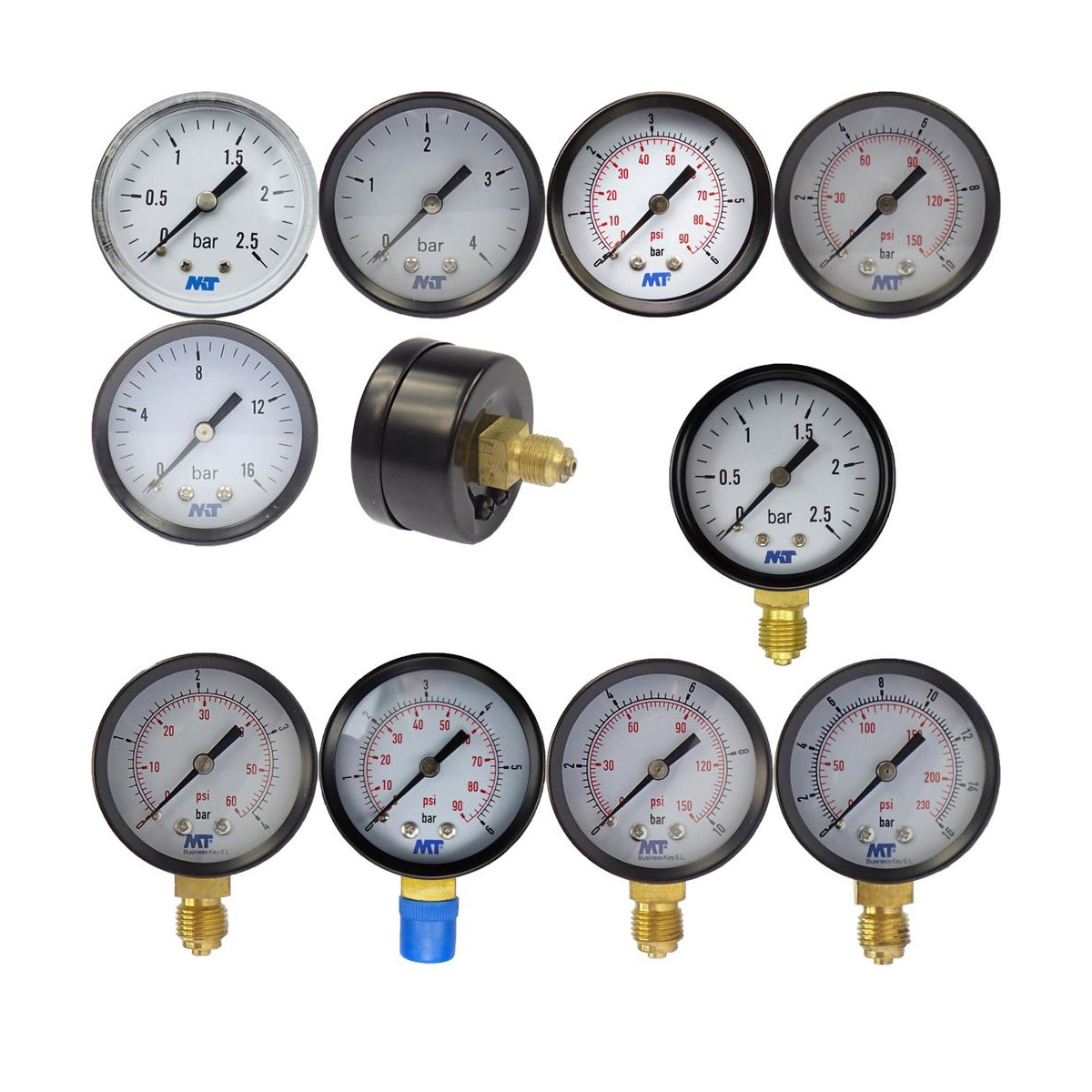 Shopping TS-50-15psi 0-15psi / 0-1bar Dual Skala Wasserdruck Zifferblatt 50  mm Manometer Hydraulikdruckmesser Für Heizöl / Luft / öl / Wasser in China