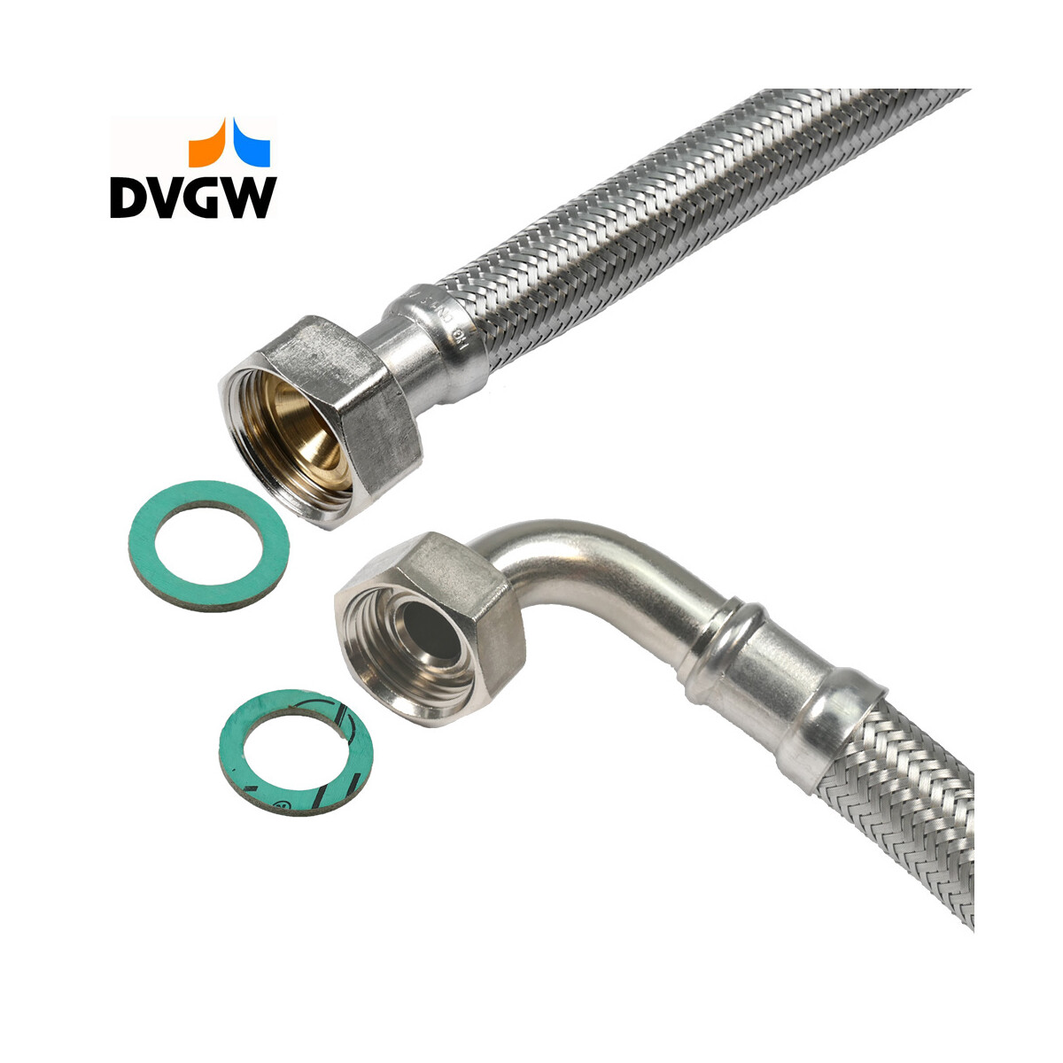 Panzerschlauch DVGW UM x UM 1/2 Zoll (DN13) 800mm