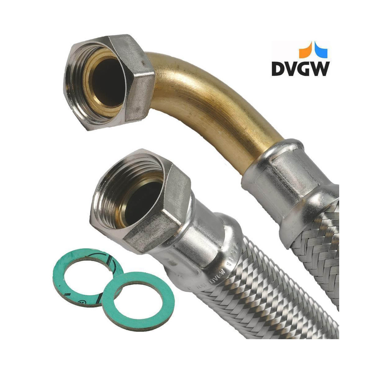 Panzerschlauch DVGW UM x UM 3/4 Zoll (DN18) 800mm