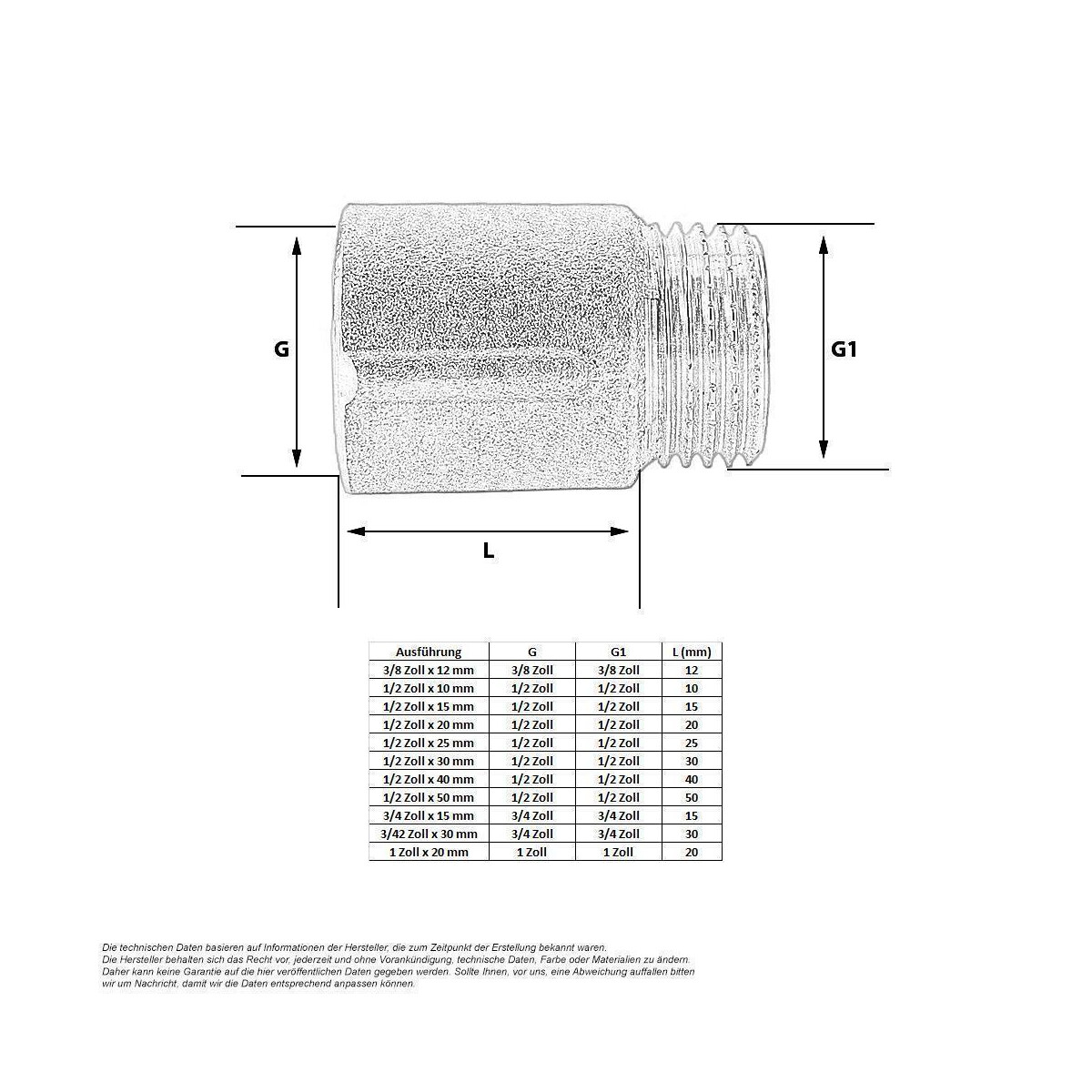 Messing Eco Hahnverlängerung 1/2 Zoll x 15 mm, 1,18