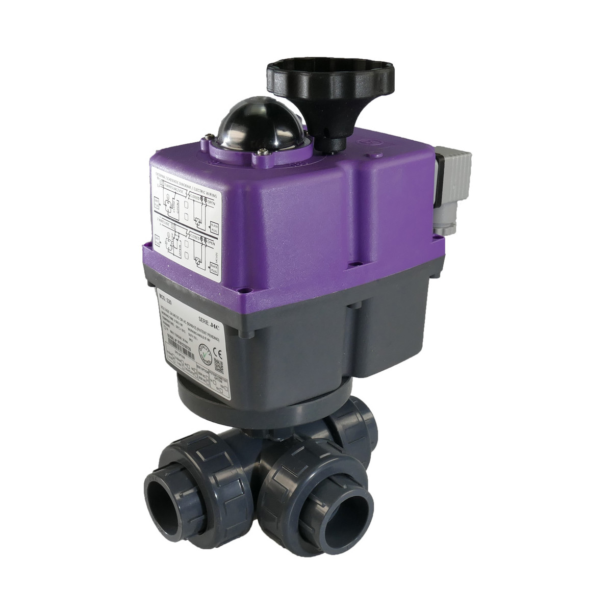 PVC 3 Wege Kugelhahn elektrisch 24-230V L-Bohrung...