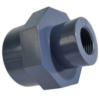 PVC Gewindemuffe IG reduziert 3/4 x 1/2 Zoll