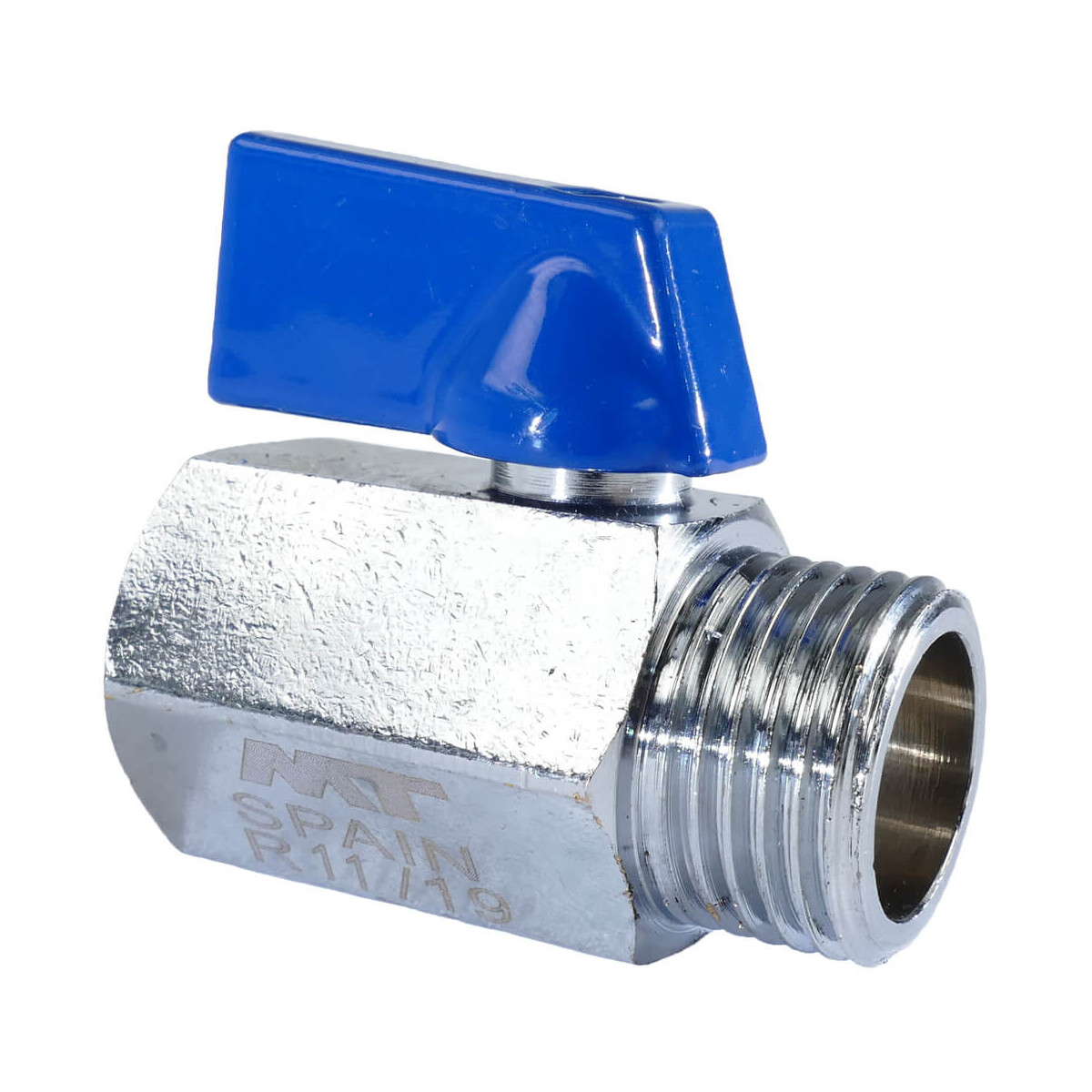 Messing Kugelhahn Mini PN 16 (I/A) 1/4 Zoll blau