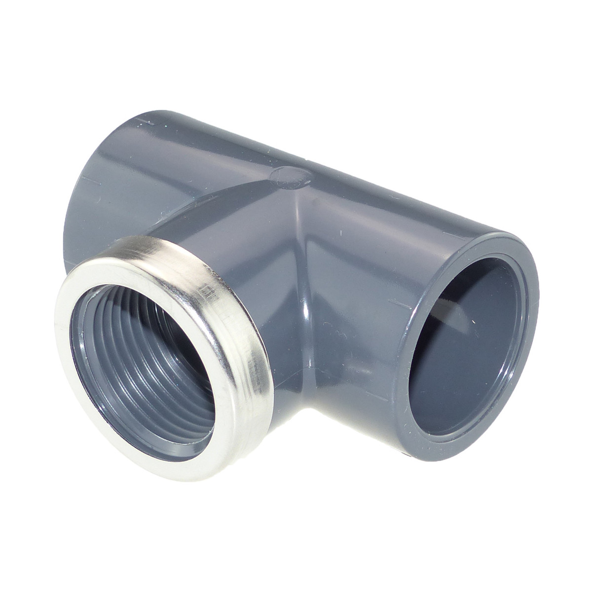 PVC T-Stück 90 Grad Klebmuffe x IG VA 50 x 1 1/2