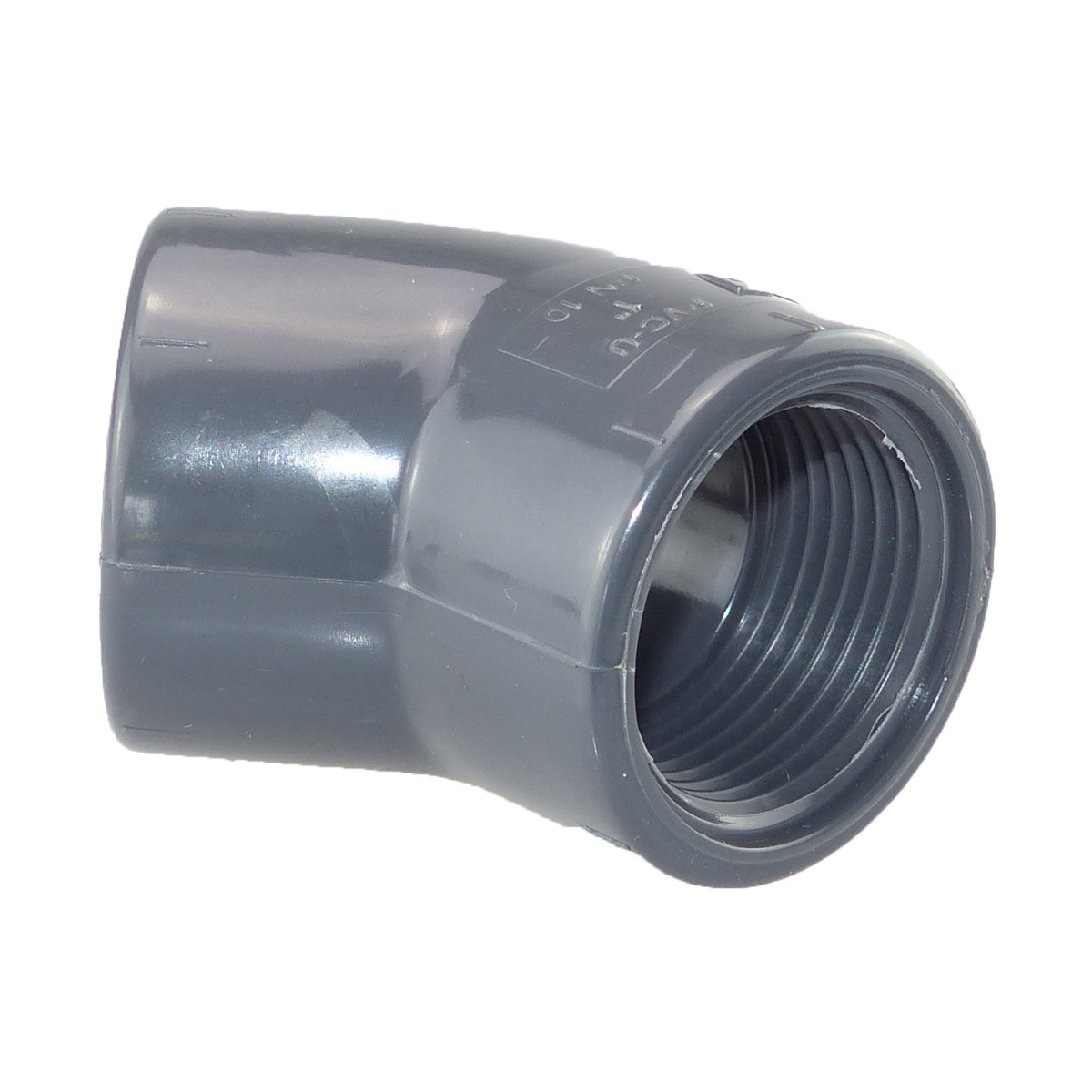 PVC Winkel 45 Grad Innengewinde beidseitig 1 Zoll