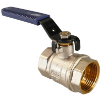 Messing Kugelhahn Stahlhebel PN 25 (I/I) 1 1/2 Zoll blau