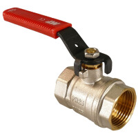 Messing Kugelhahn Stahlhebel PN 25 (I/I) 1/2 Zoll rot