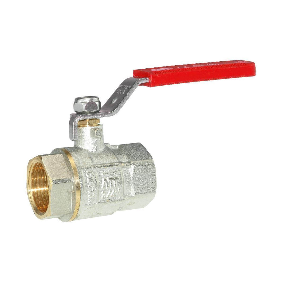 Messing Kugelhahn PN 30 (I/I) 1 1/4 Zoll rot (Restposten,...