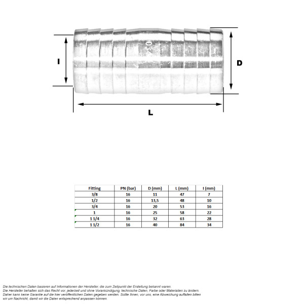 PYouo-Messing Schlauchverbinder Messing 3/8 ID Schlauch x 1/2 ID